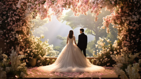 beautiful ceremony wedding flowers backgroundの素材