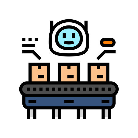 parcel sorting autonomous delivery color icon vector illustrationのイラスト素材