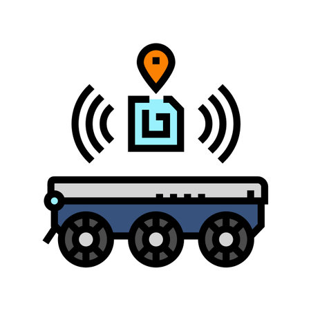 rfid tracking autonomous delivery color icon vector illustrationのイラスト素材