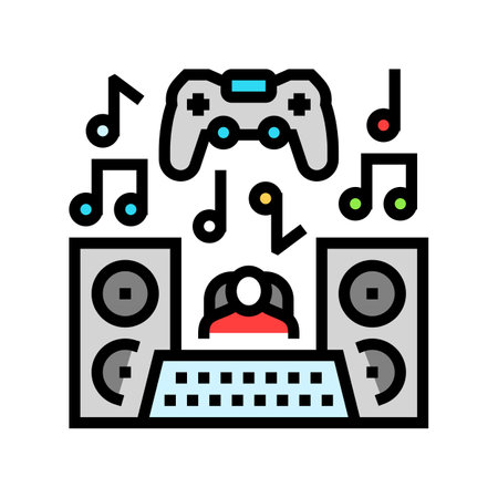 sound design game development color icon vector illustrationのイラスト素材