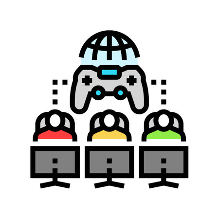 multiplayer games game development color icon vector illustrationのイラスト素材