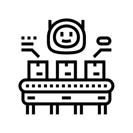 parcel sorting autonomous delivery line icon vector illustrationのイラスト素材
