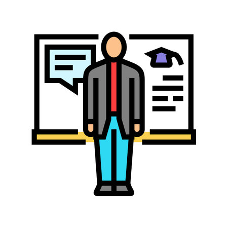 college teacher profession color icon vector illustrationのイラスト素材