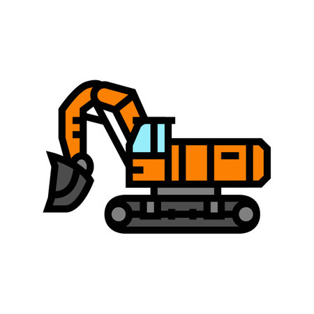 front shovel construction vehicle color icon vector illustrationのイラスト素材