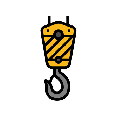 crane hook construction vehicle color icon vector illustrationのイラスト素材