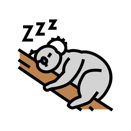 sleepy koala sleep night color icon vector illustrationのイラスト素材