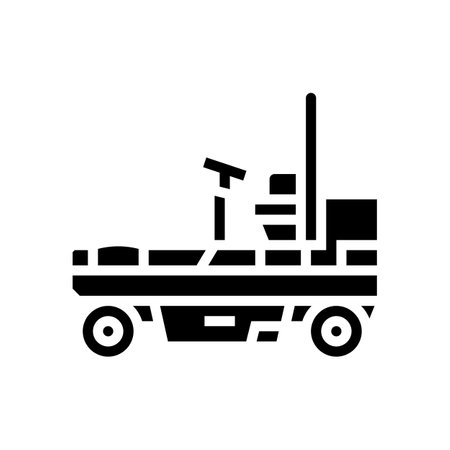 pneumatic roller construction vehicle glyph icon vector illustrationのイラスト素材