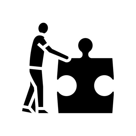 jigsaw human puzzle glyph icon vector illustrationのイラスト素材
