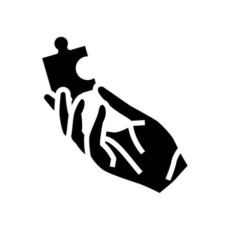 jigsaw hand puzzle glyph icon vector illustrationのイラスト素材