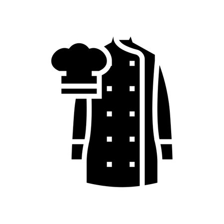 chef uniform restaurant glyph icon vector illustrationのイラスト素材