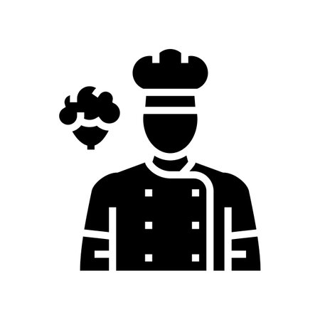 vegetarian chef restaurant glyph icon vector illustrationのイラスト素材