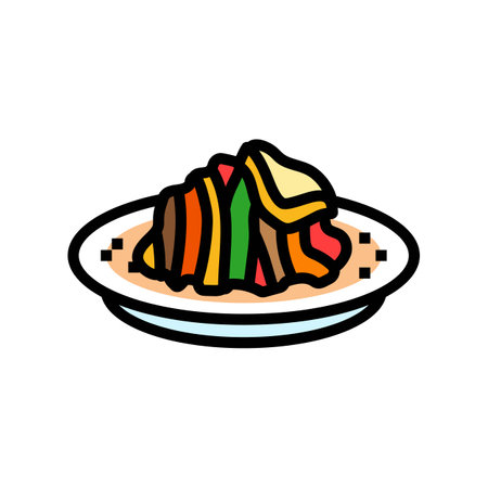 ratatouille french cuisine color icon vector illustrationのイラスト素材