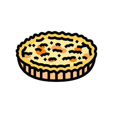 quiche lorraine french cuisine color icon vector illustrationのイラスト素材