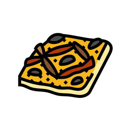 pissaladier french cuisine color icon vector illustrationのイラスト素材