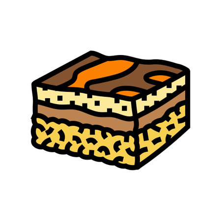 pastitsio greek cuisine color icon vector illustrationのイラスト素材