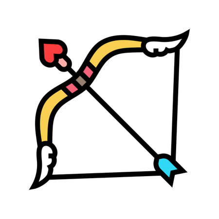 cupid bow arrow color icon vector illustrationのイラスト素材