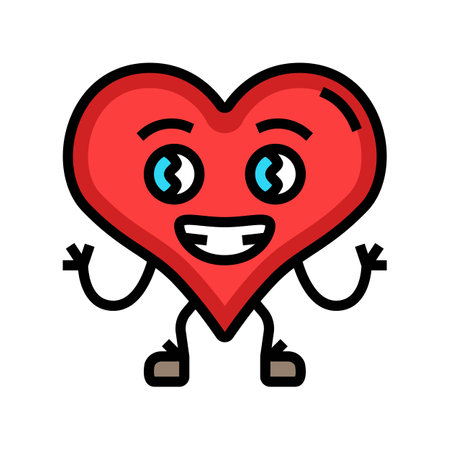 heart character happy emotions color icon vector illustrationのイラスト素材