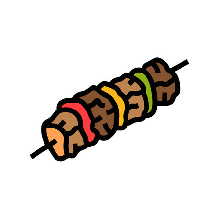 kebab skewer turkish cuisine color icon vector illustrationのイラスト素材