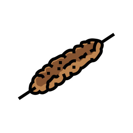 adana kebab turkish cuisine color icon vector illustrationのイラスト素材