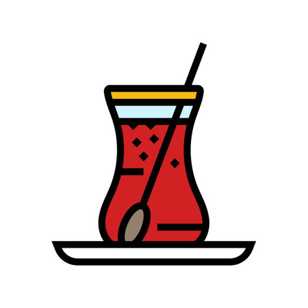 tea tea turkish cuisine color icon vector illustrationのイラスト素材