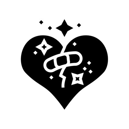 heart bandage patch recovery glyph icon vector illustrationのイラスト素材
