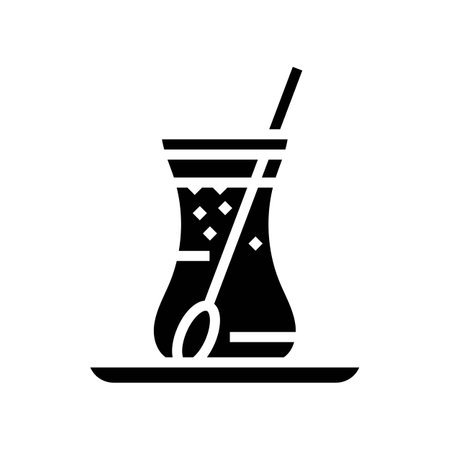 tea tea turkish cuisine glyph icon vector illustrationのイラスト素材