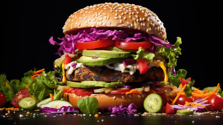 tasty bun burger food colorfulの素材