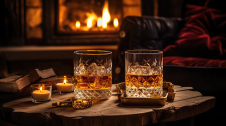 candles table whiskey drinkの素材