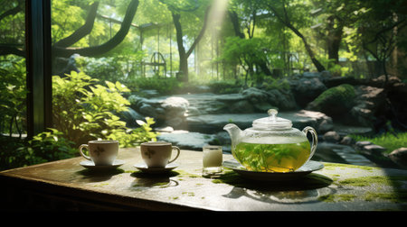 natural green tea drink teaの素材