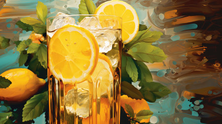 cold glass tea drink icedの素材