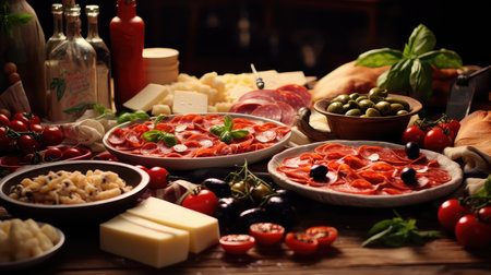 pizza meal italian food festiveの素材