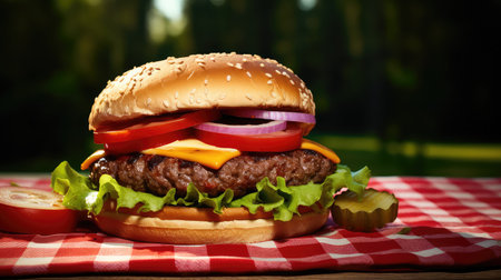 juicy classic burger food photographの素材