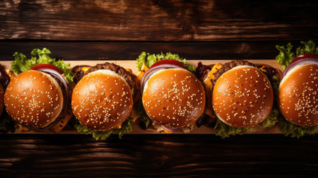 tasty wood burger food closeの素材