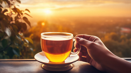 mug morning tea drink sunriseの素材