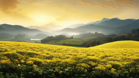 nature yellow tea drink harvestの素材