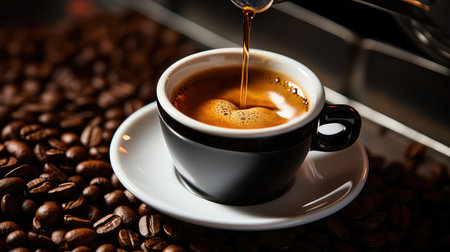 spring above coffee drink aerialの素材