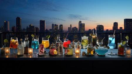 glass bar cocktail drink rooftopの素材