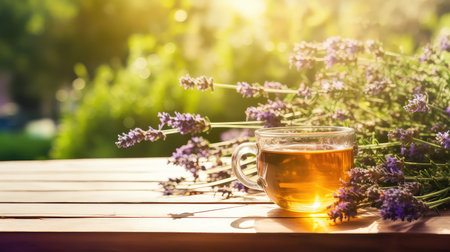 spring herb tea drink gardenの素材