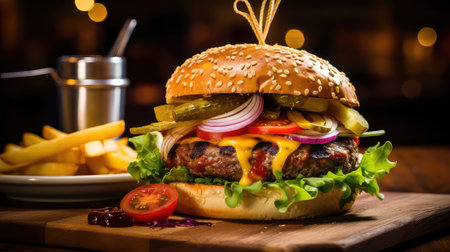 background restaurant burger food vibrantの素材