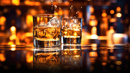 glass reflection whiskey drinkの素材