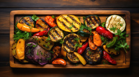 vegetable wooden healthy food grilledの素材