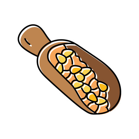 grain wheat wooden spoon color icon vector illustrationのイラスト素材
