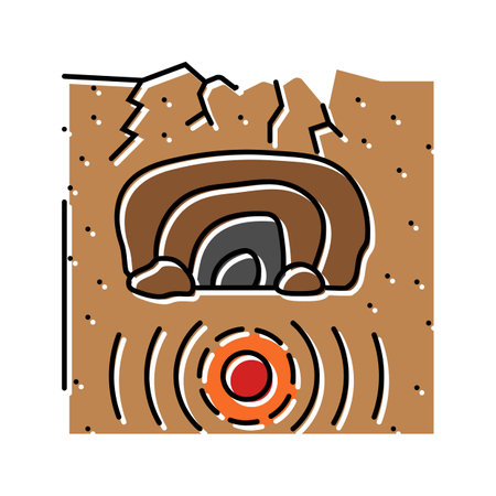 collapse earthquake disaster color icon vector illustrationのイラスト素材
