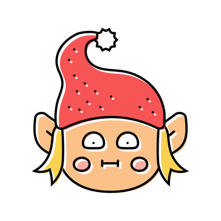 head elf cute xmas color icon vector illustrationのイラスト素材