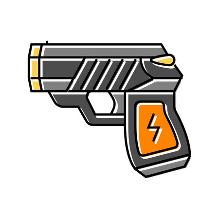 taser gun crime color icon vector illustrationのイラスト素材