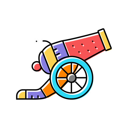 cannon carnival vintage show color icon vector illustrationのイラスト素材