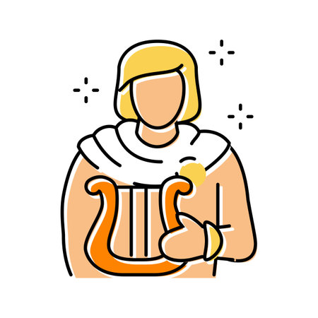 apollo greek god ancient color icon vector illustrationのイラスト素材