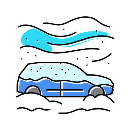 snow covered car winter season color icon vector illustrationのイラスト素材