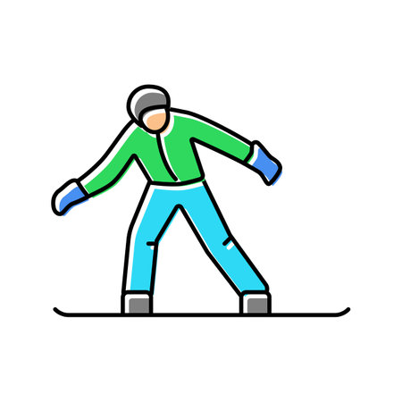 snowboarding winter season color icon vector illustrationのイラスト素材
