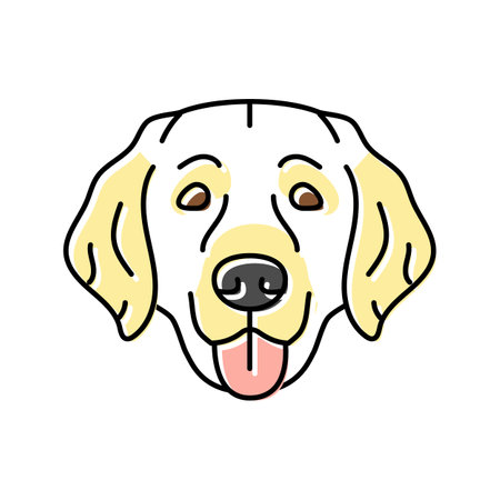 golden retriever dog puppy pet color icon vector illustrationのイラスト素材